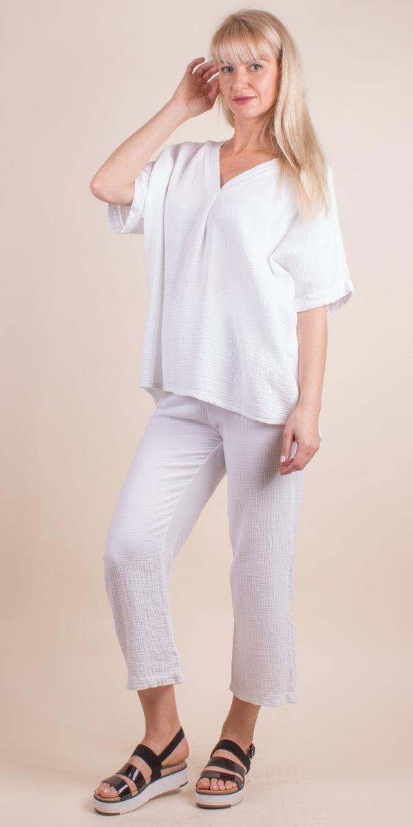 Jesi Cotton Pants - Gigi Moda - Made in Italy # 100% Cotton, Cotton, elastic waist, gauze, Gigi Moda, Made in Italy, one size, Pants, spring, summer, waffle, waffle cotton