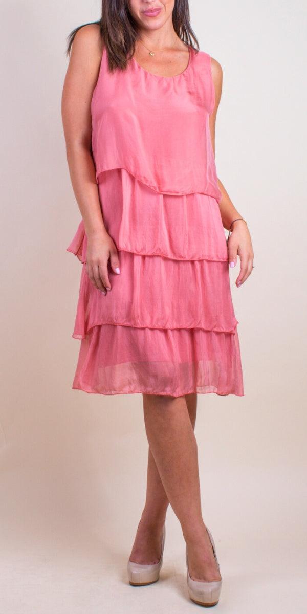 Sora Silk Dress - Gigi Moda - Made in Italy # 100% Silk, Dress, Embroidery, Gigi Moda, italian silk, italian silk dress, Made in Italy, maxretail, shop gigi moda, Sleeveless