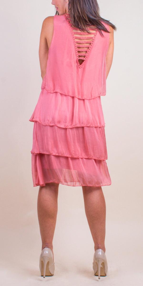 Sora Silk Dress - Gigi Moda - Made in Italy # 100% Silk, Dress, Embroidery, Gigi Moda, italian silk, italian silk dress, Made in Italy, maxretail, shop gigi moda, Sleeveless