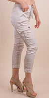 Riva Cargo Pants - Shop Gigi Moda - Made in Italy # cargo pant, cargo pants, COMFY PANTS, drawstring pant, drawstring pants, front pockets, Gigi Moda, italian pants, Made in Italy, Pockets, Satin, shop gigi moda, Tie waist