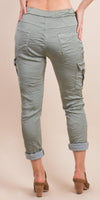 Riva Cargo Pants - Shop Gigi Moda - Made in Italy # cargo pant, cargo pants, COMFY PANTS, drawstring pant, drawstring pants, front pockets, Gigi Moda, italian pants, Made in Italy, Pockets, Satin, shop gigi moda, Tie waist