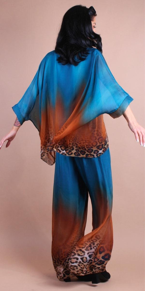 Savanna Silk Pant - Gigi Moda - Made in Italy # cheetah print, elastic waistband, Gigi Moda, italian apparel, italian clothes, Italian Clothing, italian silk, Made in Italy, matching set, maxretail, Ombre, one size, online shopping, Pants, shop gigi moda, Silk, silk pants