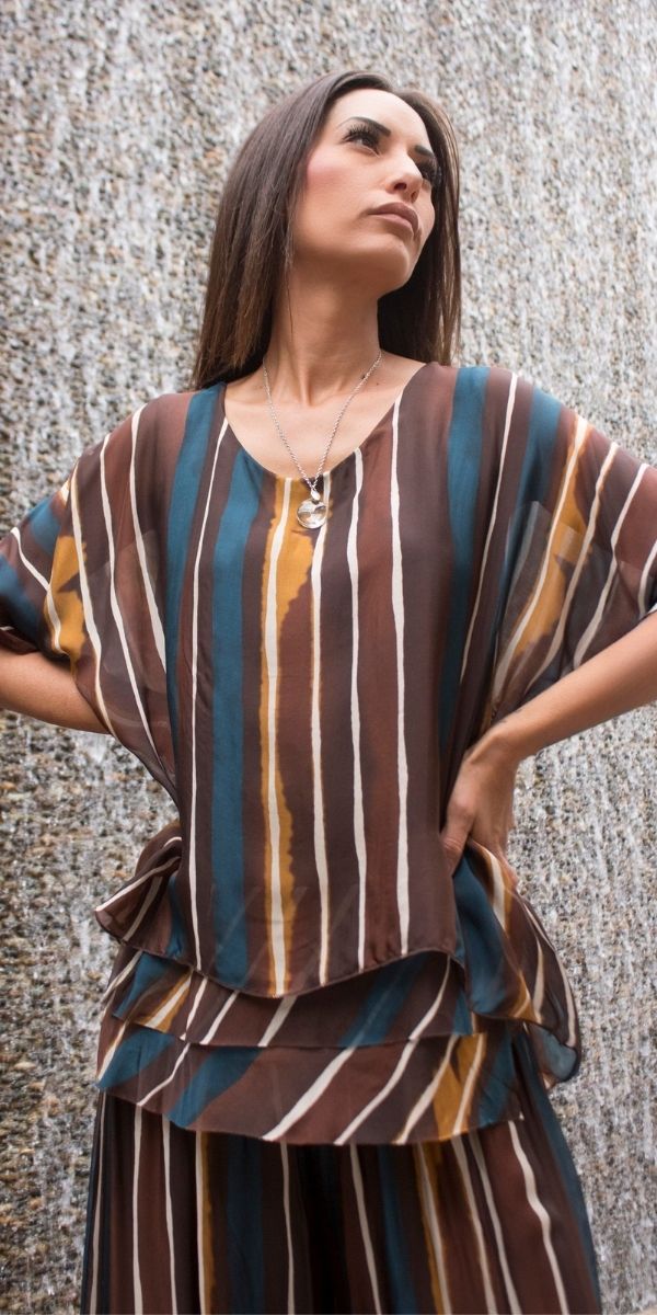 Carmelina Rigata Silk Kaftan