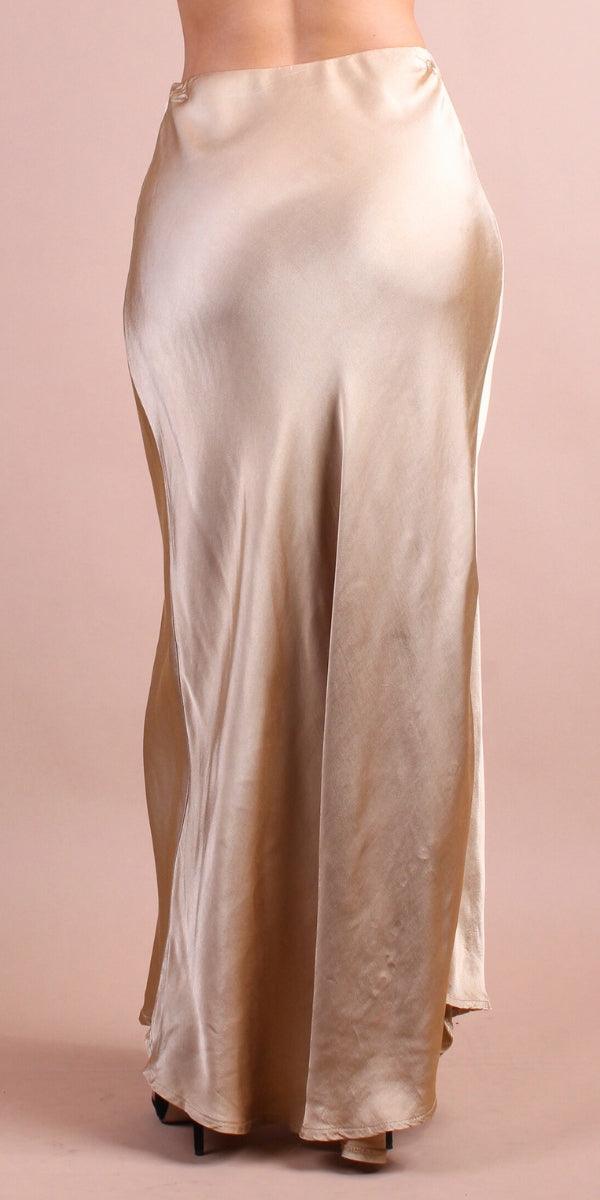 Viola Satin Skirt - Gigi Moda - Made in Italy # elastic waistband, gigi moda, Made in Italy, Maxi Skirt, Satin, skirt