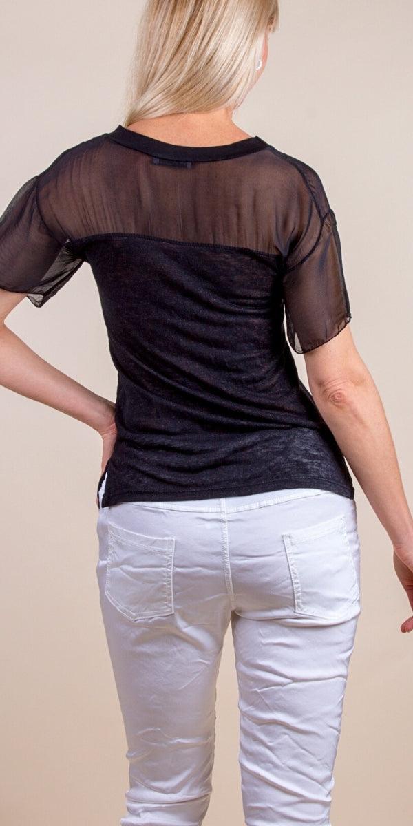 Sondrio T-Shirt - Gigi Moda - Made in Italy # Gigi Moda, italian top, Made in Italy, one size, resort, resort wear, sheer, Silk, T Shirt, Top