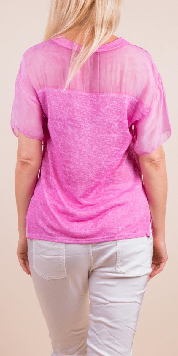 Sondrio T-Shirt - Gigi Moda - Made in Italy # Gigi Moda, italian top, Made in Italy, one size, resort, resort wear, sheer, Silk, T Shirt, Top