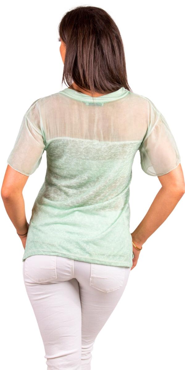 Sondrio T-Shirt - Gigi Moda - Made in Italy # Gigi Moda, italian top, Made in Italy, one size, resort, resort wear, sheer, Silk, T Shirt, Top