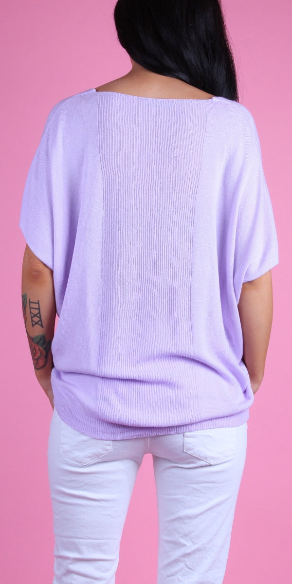 Elsa Knit Top - Gigi Moda - Made in Italy # drop shoulder, gigi moda, Knit, Knit top, made in italy, one size, ribbed, Ribbed Knit, short sleeve, short sleeve top