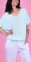 Elsa Knit Top - Gigi Moda - Made in Italy # drop shoulder, gigi moda, Knit, Knit top, made in italy, one size, ribbed, Ribbed Knit, short sleeve, short sleeve top