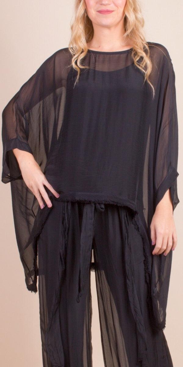 Adelina Kaftan - Gigi Moda - Made in Italy # 2 piece, Blouse, Blouses, comforatable fit, Gigi Moda, high low, italian blouse, italian kaftan, italian top, italian tunic, Kaftan, Made in Italy, raw edge, shop gigi moda, womens clothing