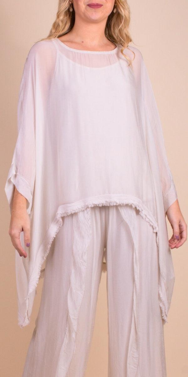 Adelina Kaftan - Gigi Moda - Made in Italy # 2 piece, Blouse, Blouses, comforatable fit, Gigi Moda, high low, italian blouse, italian kaftan, italian top, italian tunic, Kaftan, Made in Italy, raw edge, shop gigi moda, womens clothing