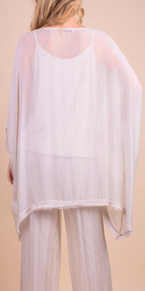 Adelina Kaftan - Gigi Moda - Made in Italy # 2 piece, Blouse, Blouses, comforatable fit, Gigi Moda, high low, italian blouse, italian kaftan, italian top, italian tunic, Kaftan, Made in Italy, raw edge, shop gigi moda, womens clothing