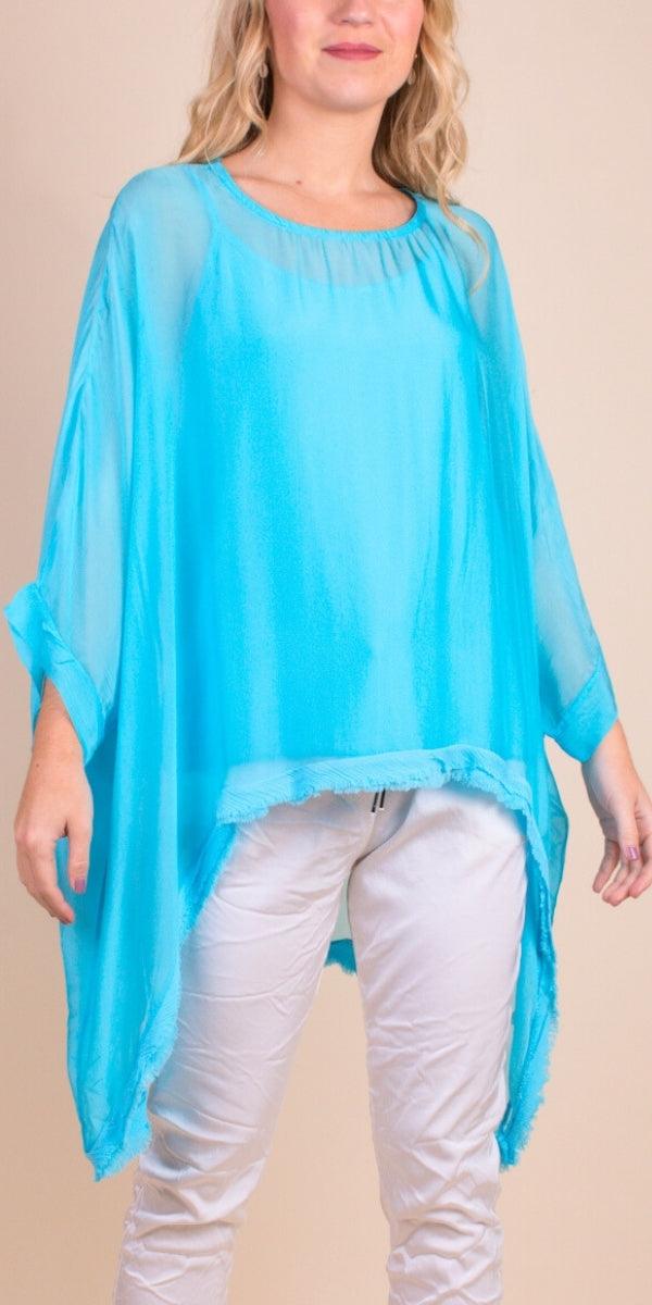 Adelina Kaftan - Gigi Moda - Made in Italy # 2 piece, Blouse, Blouses, comforatable fit, Gigi Moda, high low, italian blouse, italian kaftan, italian top, italian tunic, Kaftan, Made in Italy, raw edge, shop gigi moda, womens clothing