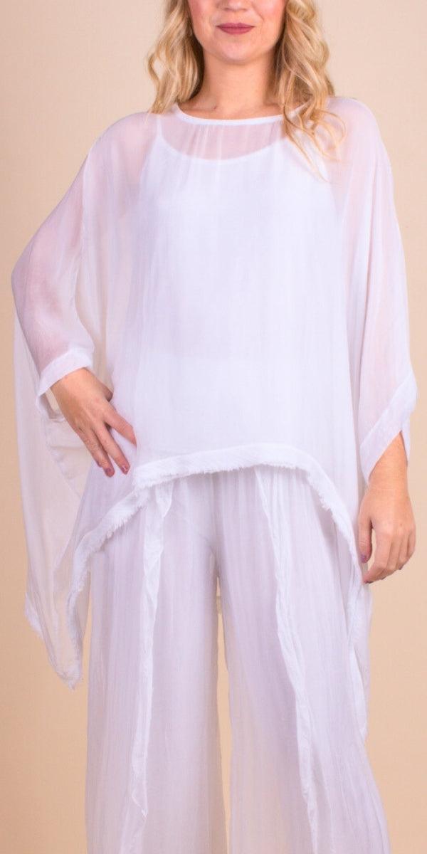 Adelina Kaftan - Gigi Moda - Made in Italy # 2 piece, Blouse, Blouses, comforatable fit, Gigi Moda, high low, italian blouse, italian kaftan, italian top, italian tunic, Kaftan, Made in Italy, raw edge, shop gigi moda, womens clothing