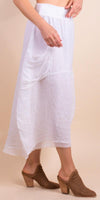 Cremona Linen Skirt - Shop Gigi Moda - Made in Italy # comfortable fit, elastic waist, elastic waistband, Gigi Moda, italian brand, italian clothes, italian fashion, italian linen, Linen, Pockets, raw edge, Silk, womens fashion
