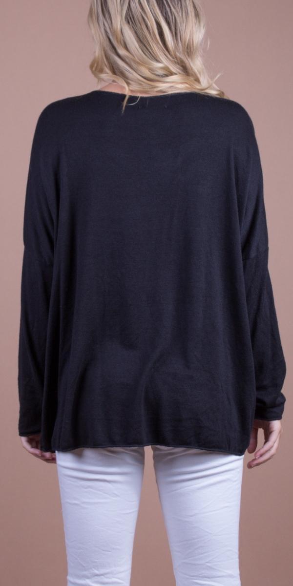 Mattea Top - Gigi Moda - Made in Italy # casual sweater, Gigi Moda, hearts, Long Sleeve, Made in Italy, rhinestone, shirt, Sweater, Top, V Neck