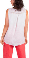 Merletto Linen Top - Gigi Moda - Made in Italy # 100% Linen, Gigi Moda, lace, Lace Top, Linen, linen tank, Made in Italy, one size, OS, resort wear, Sleeveless, spring, summer, Tank Top, Top