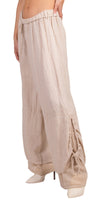 Elda Pant - Gigi Moda - Made in Italy # beach, cotton, fishnet, gigi moda, italian pants, linen pants, linen tie, made in italy, one size, OS, pant, resort, resort wear, side tie, Spring, summer, waist