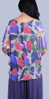Carmelina Abstract Floral Kaftan - Gigi Moda - Made in Italy # abstract print, floral, floral design, Floral Print, Frayed Edge, Gigi Moda, italian blouse, Italian Clothing, italian fashion, italian outfit, italian silk, Kaftan, made in Italy, maxretail, raw edge, top