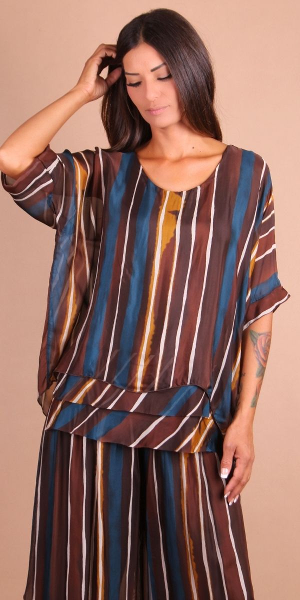 Carmelina Rigata Silk Kaftan