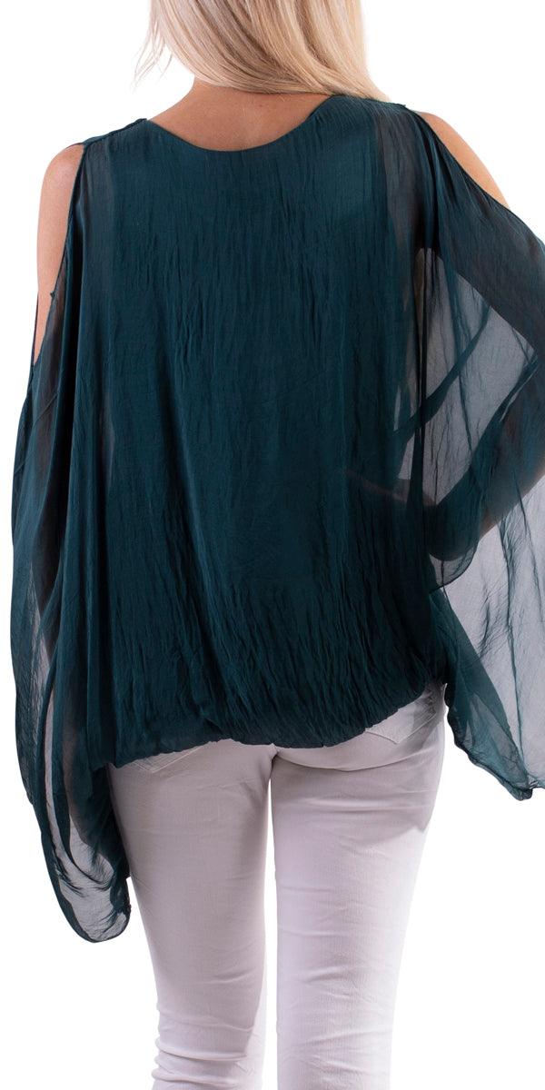 Seta Spalla Blouse - Gigi Moda - Made in Italy # Blouse, Drape, Made in Italy, OS, Top