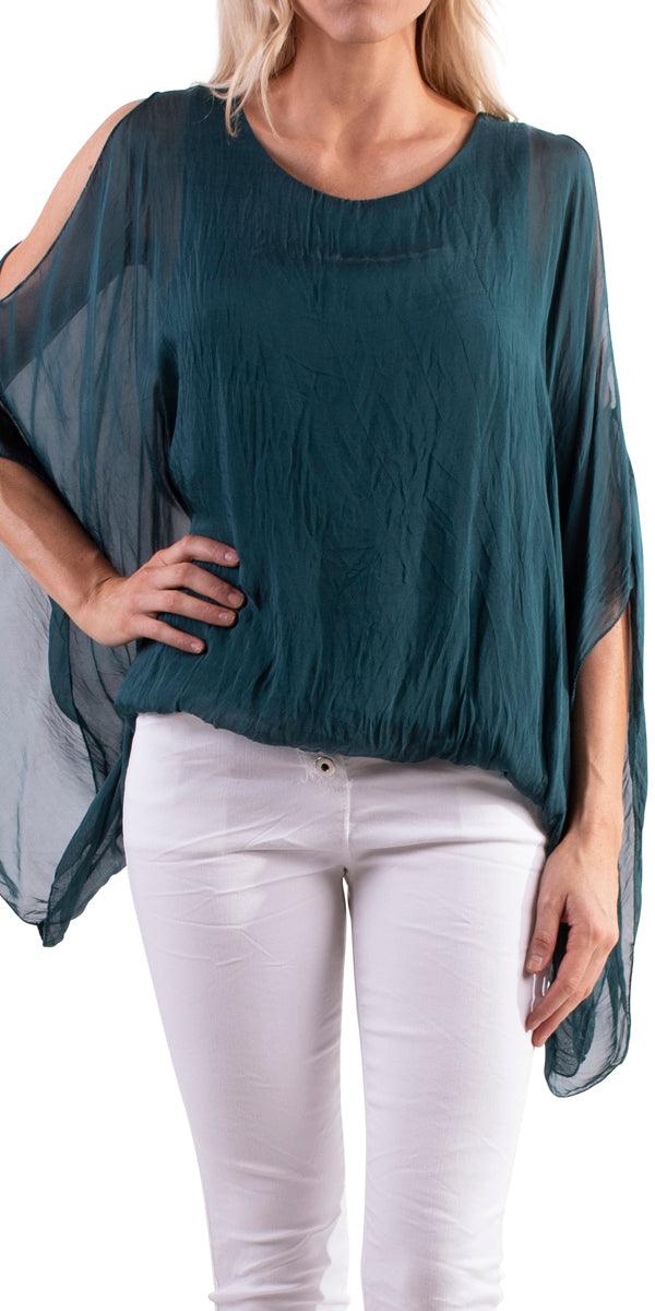 Seta Spalla Blouse - Gigi Moda - Made in Italy # Blouse, Drape, Made in Italy, OS, Top