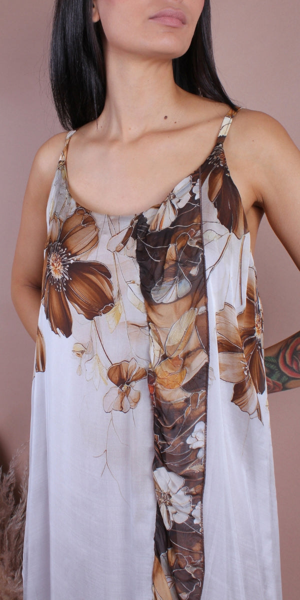 Florence Maxi Dress - Gigi Moda - Made in Italy # Dress, floral, flowy dress, Gigi Moda, high low, high low dress, Made in Italy, Maxi, Maxi Dress, OS, resort, resort dress, resort wear, ruffled hem, Silk, Sleeveless, Spaghetti Strap, spaghetti strap dress, Spaghetti Straps