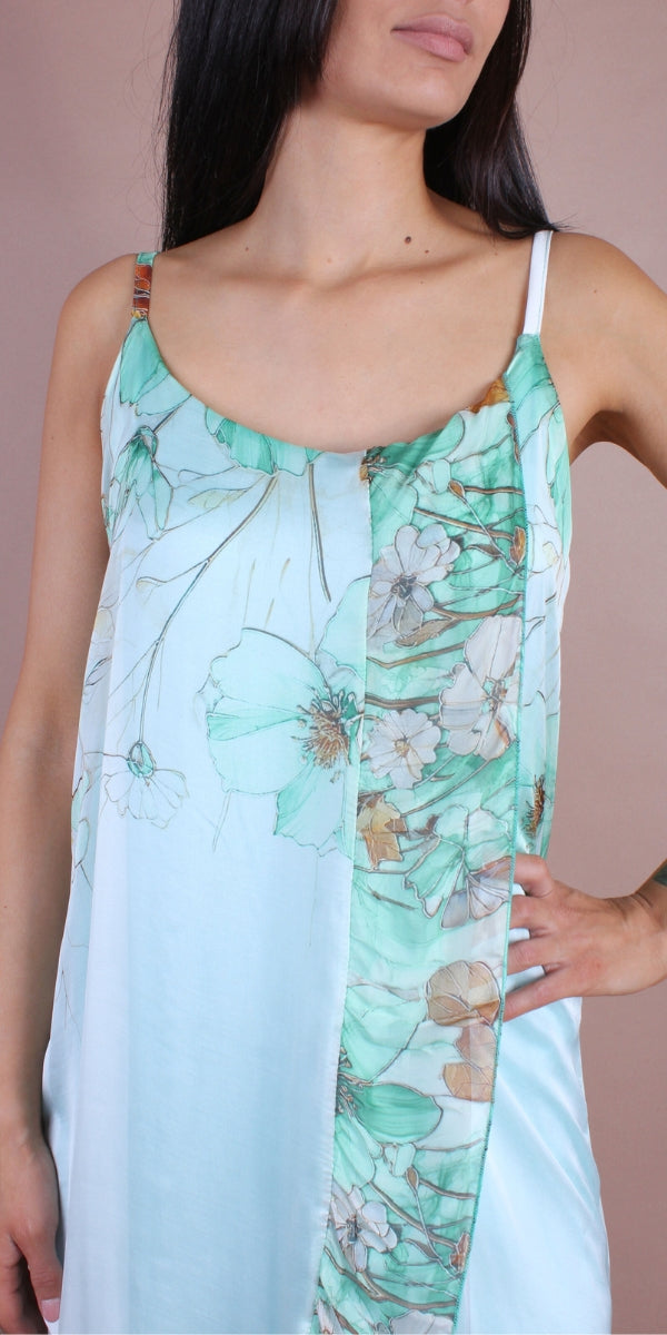 Florence Maxi Dress - Gigi Moda - Made in Italy # Dress, floral, flowy dress, Gigi Moda, high low, high low dress, Made in Italy, Maxi, Maxi Dress, OS, resort, resort dress, resort wear, ruffled hem, Silk, Sleeveless, Spaghetti Strap, spaghetti strap dress, Spaghetti Straps