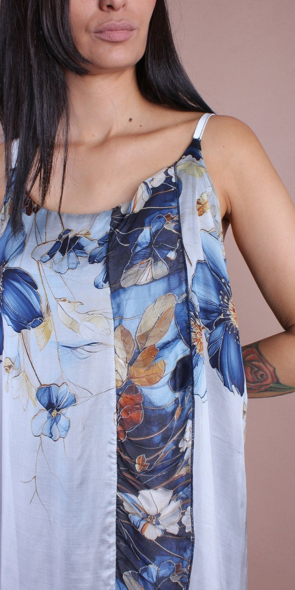 Florence Maxi Dress - Gigi Moda - Made in Italy # Dress, floral, flowy dress, Gigi Moda, high low, high low dress, Made in Italy, Maxi, Maxi Dress, OS, resort, resort dress, resort wear, ruffled hem, Silk, Sleeveless, Spaghetti Strap, spaghetti strap dress, Spaghetti Straps