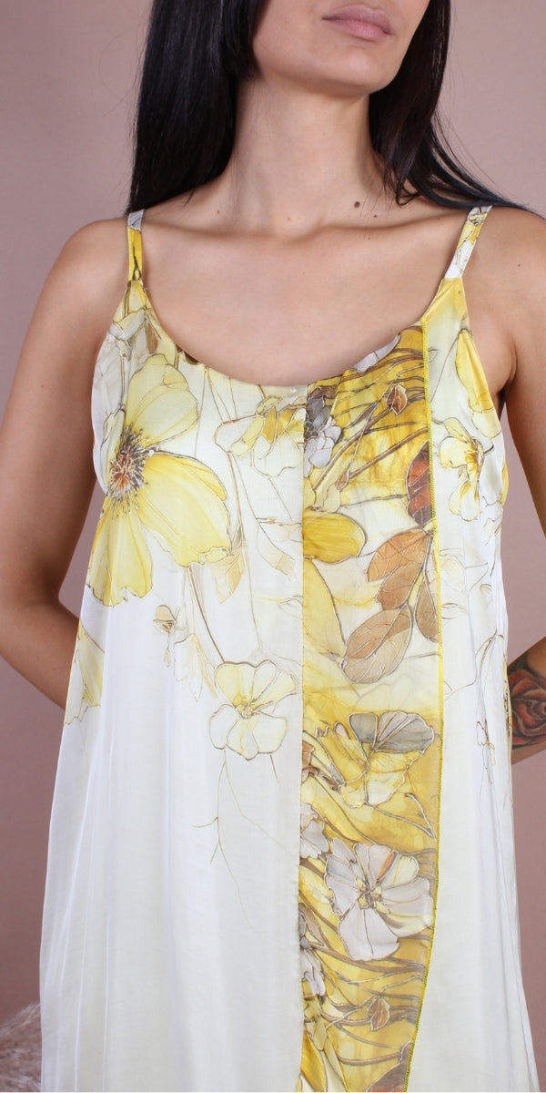 Florence Maxi Dress - Gigi Moda - Made in Italy # Dress, floral, flowy dress, Gigi Moda, high low, high low dress, Made in Italy, Maxi, Maxi Dress, OS, resort, resort dress, resort wear, ruffled hem, Silk, Sleeveless, Spaghetti Strap, spaghetti strap dress, Spaghetti Straps
