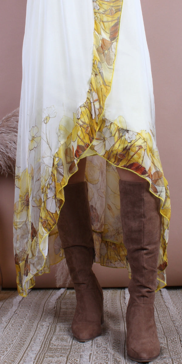 Florence Maxi Dress - Gigi Moda - Made in Italy # Dress, floral, flowy dress, Gigi Moda, high low, high low dress, Made in Italy, Maxi, Maxi Dress, OS, resort, resort dress, resort wear, ruffled hem, Silk, Sleeveless, Spaghetti Strap, spaghetti strap dress, Spaghetti Straps