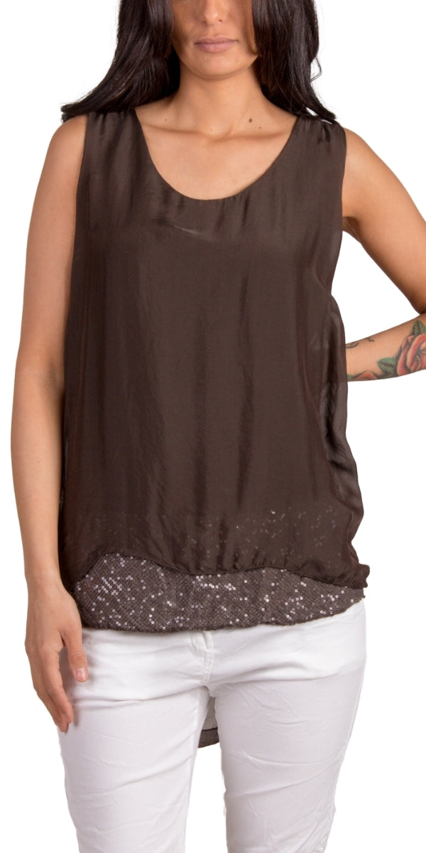 Tara Top - Gigi Moda - Made in Italy # Blouse, Gigi Moda, italian top, Made in Italy, OS, resort wear, Silk, Sleeveless, spring, summer, Top, viscose, washable