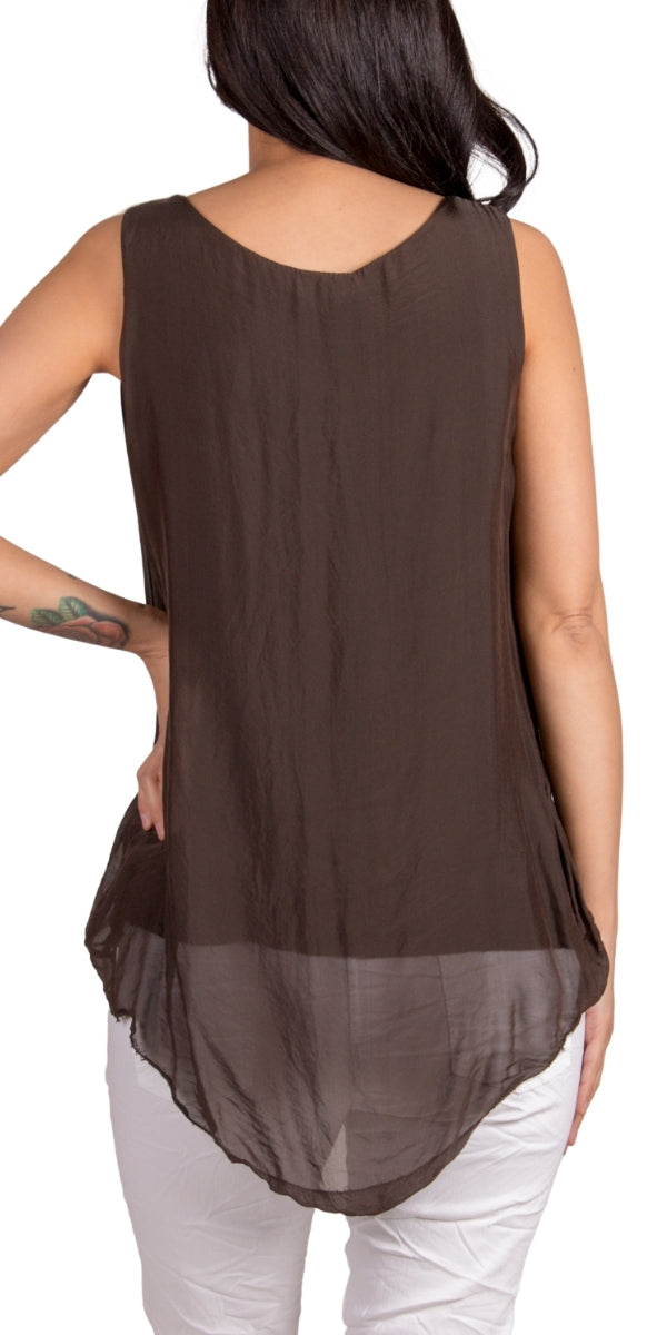 Tara Top - Gigi Moda - Made in Italy # Blouse, Gigi Moda, italian top, Made in Italy, OS, resort wear, Silk, Sleeveless, spring, summer, Top, viscose, washable