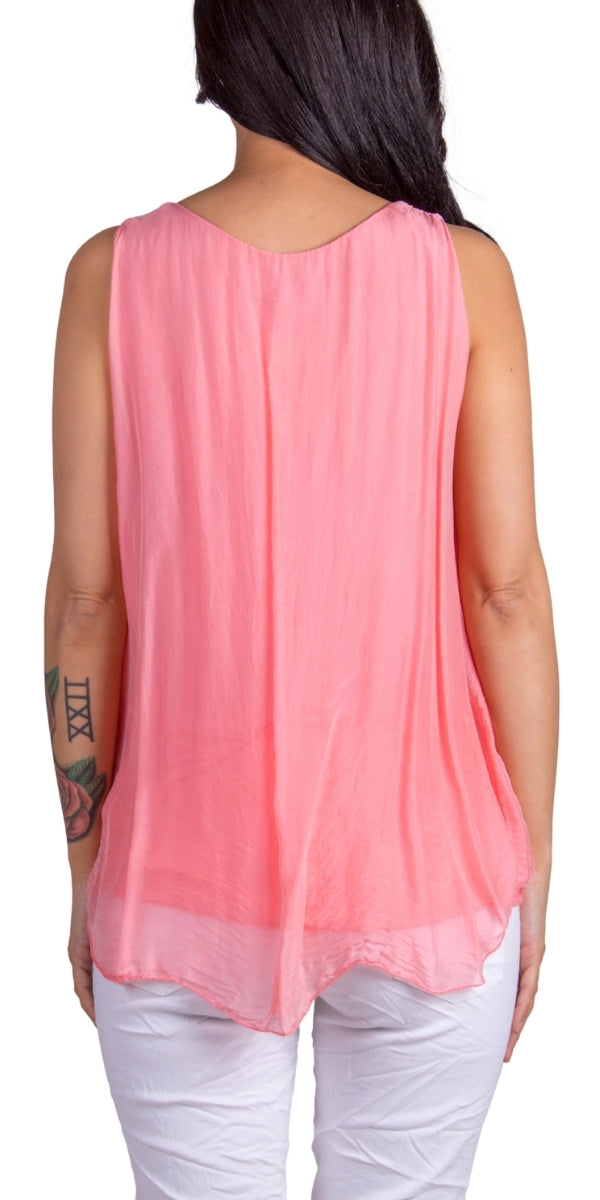 Tara Top - Gigi Moda - Made in Italy # Blouse, Gigi Moda, italian top, Made in Italy, OS, resort wear, Silk, Sleeveless, spring, summer, Top, viscose, washable