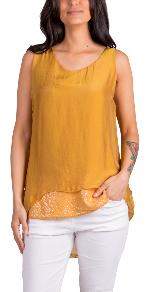 Tara Top - Gigi Moda - Made in Italy # Blouse, Gigi Moda, italian top, Made in Italy, OS, resort wear, Silk, Sleeveless, spring, summer, Top, viscose, washable