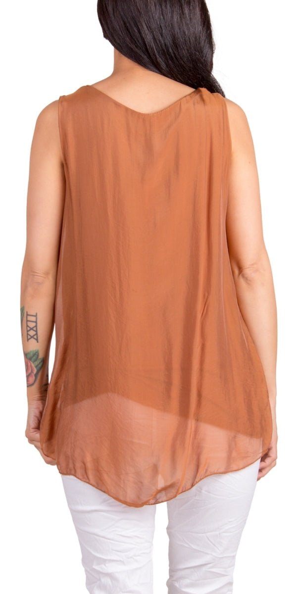 Tara Top - Gigi Moda - Made in Italy # Blouse, Gigi Moda, italian top, Made in Italy, OS, resort wear, Silk, Sleeveless, spring, summer, Top, viscose, washable