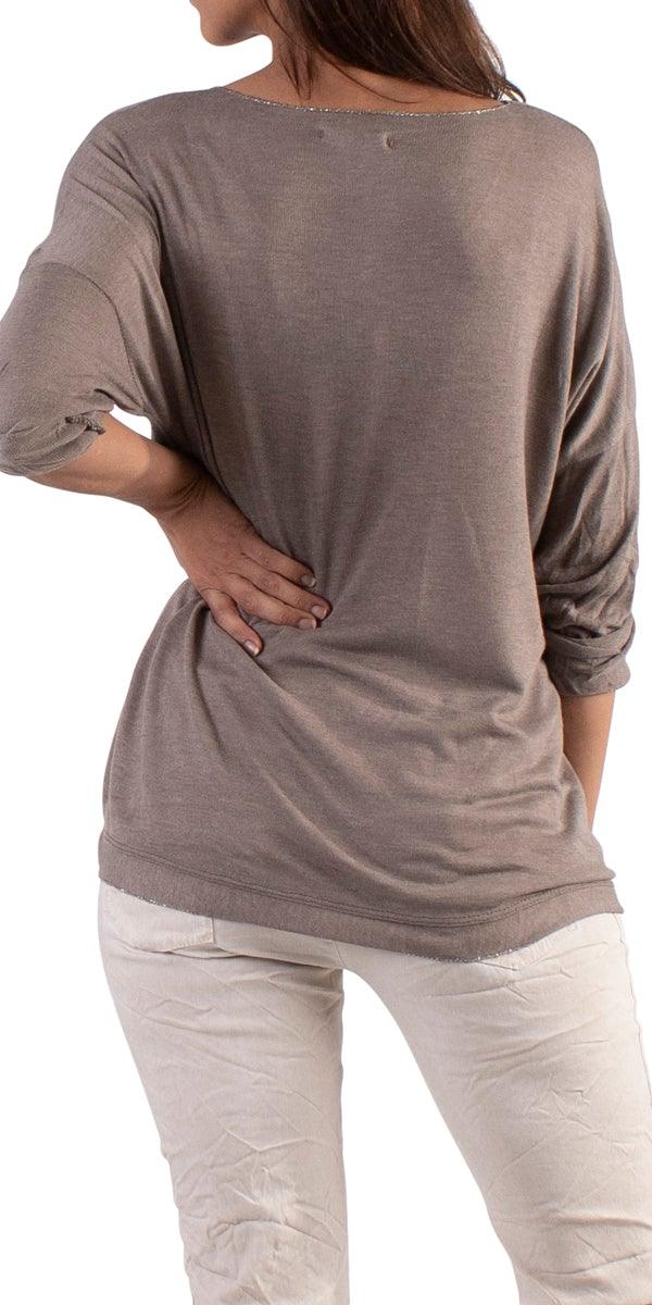 Alexis Long Sleeve Shimmery Top - Gigi Moda - Made in Italy # Blouses, Comforatable fit, Made in Italy, metallic shine, shimmer, Tops, Womans clothing