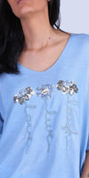 Alexis Top with Sequin Flowers - Gigi Moda - Made in Italy # Blouses, Comforatable fit, Flowers, Gigi Moda, Long Sleeve, Made in Italy, Rolled Sleeves, Sequins, shirt, Tops, Womans clothing