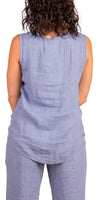Palermo Linen Top - Gigi Moda - Made in Italy # 100% Linen, Gigi Moda, Linen, linen tank, Made in Italy, one size, OS, resort wear, ruffles, Sleeveless, spring, summer, Tank Top, Top