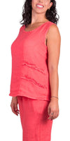 Palermo Linen Top - Gigi Moda - Made in Italy # 100% Linen, Gigi Moda, Linen, linen tank, Made in Italy, one size, OS, resort wear, ruffles, Sleeveless, spring, summer, Tank Top, Top