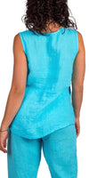 Palermo Linen Top - Gigi Moda - Made in Italy # 100% Linen, Gigi Moda, Linen, linen tank, Made in Italy, one size, OS, resort wear, ruffles, Sleeveless, spring, summer, Tank Top, Top