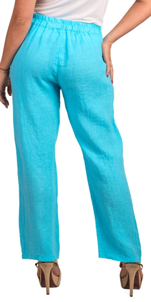 Palermo Linen Pants - Gigi Moda - Made in Italy # 100% Linen, bottoms, elastic waistband, Gigi Moda, Linen, linen pants, Made in Italy, Pants, resort, resort wear, Ruffle, ruffles, spring, stretch waistband, summer