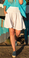 Dante Linen Shorts - Shop Gigi Moda - Made in Italy # 100% Linen, Gigi Moda, high waitsed, Linen, Made in Italy, one size, OS, palazzo, Pockets, ruched, shorts, side pockets