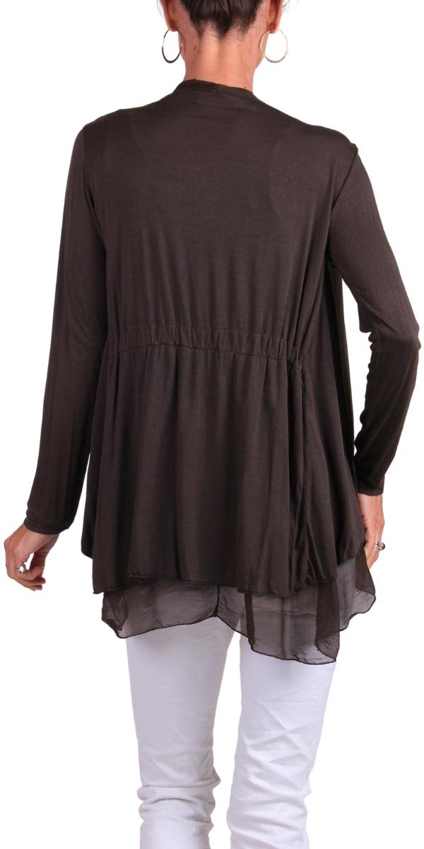 Pia Cardigan - Gigi Moda - Made in Italy # Cardigan, fall, Gigi Moda, italian top, Jacket, Knit, Made in Italy, one size, OS, resort wear, Ruffle, Silk, Sleeves, spring, summer, washable