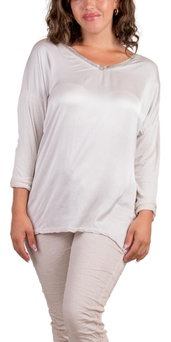 Pizzo Top - Gigi Moda - Made in Italy # blouse, gigi moda, Lace Top, Long Sleeve, Made in Italy, Metallic, Top, V Neck