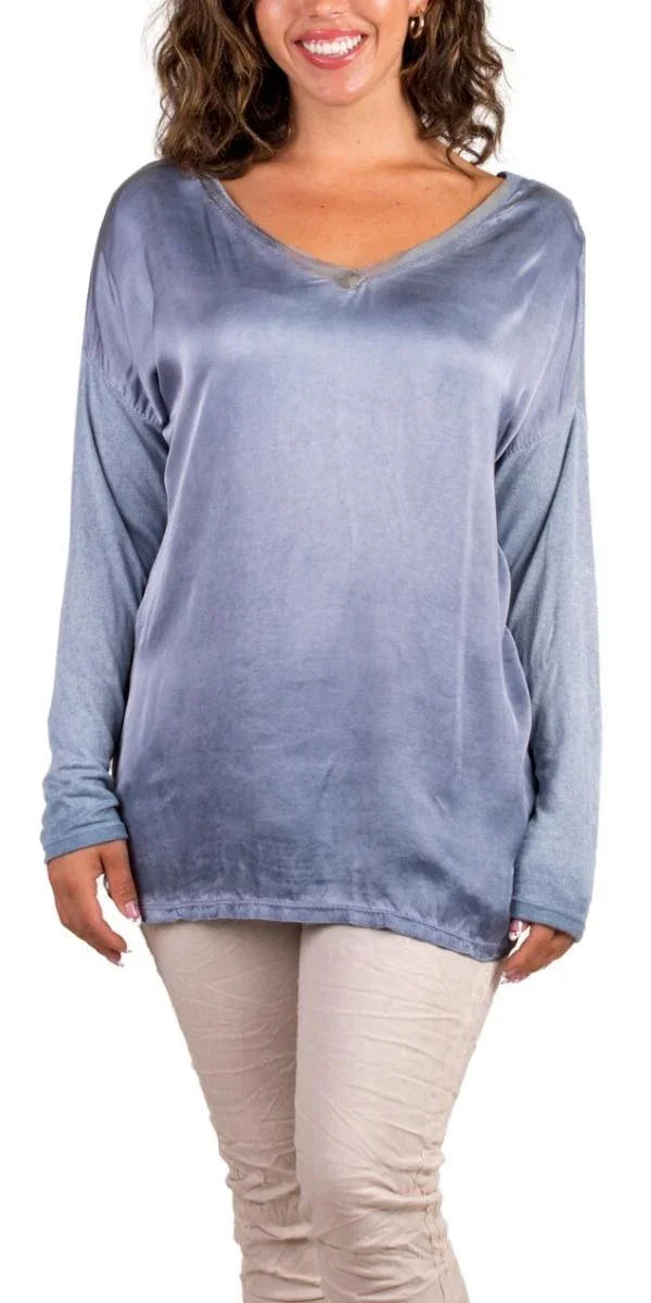 Pizzo Top - Gigi Moda - Made in Italy # blouse, gigi moda, Lace Top, Long Sleeve, Made in Italy, Metallic, Top, V Neck