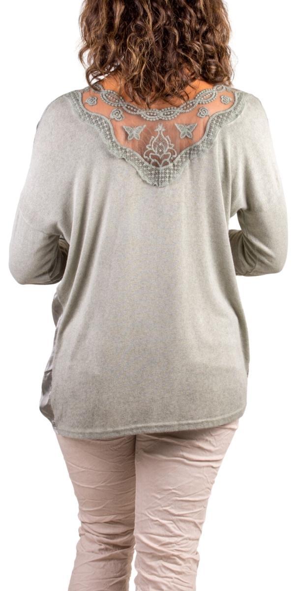 Pizzo Top - Gigi Moda - Made in Italy # blouse, gigi moda, Lace Top, Long Sleeve, Made in Italy, Metallic, Top, V Neck