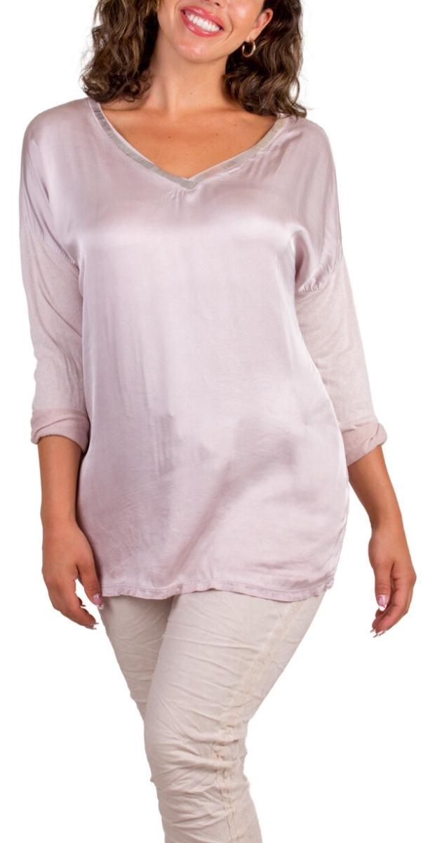 Pizzo Top - Gigi Moda - Made in Italy # blouse, gigi moda, Lace Top, Long Sleeve, Made in Italy, Metallic, Top, V Neck