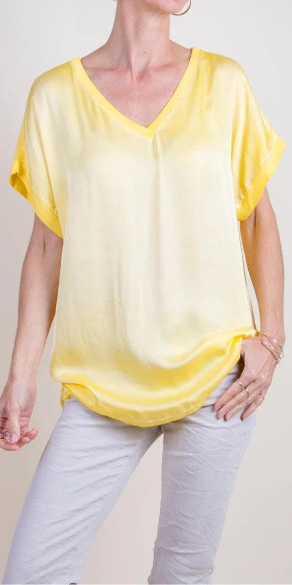 Mirabella Top - Gigi Moda - Made in Italy # Comfortable, Gigi Moda, Lace Top, Loose Fitting, Made in Italy, shirt, short sleeve, Top, V-Neck, v-neck top