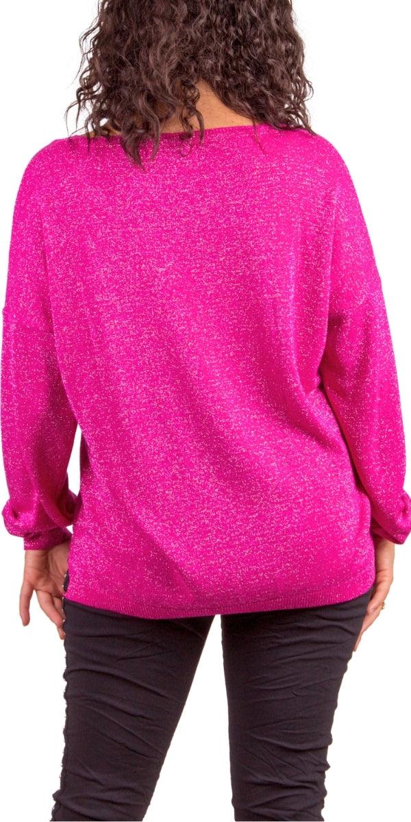 Ginetta Knit Top - Gigi Moda - Made in Italy # comforatable fit, Gigi Moda, Knit, Long Sleeve, lurex, made in italy, maxretail, shimmery, shop gigi moda, V Neck, womans clothing